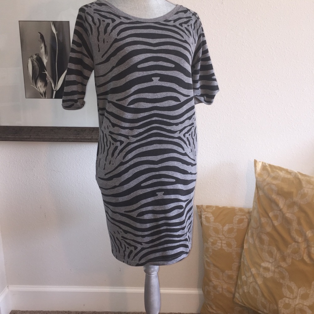 Morning Apple Zebra print cotton dress small EC